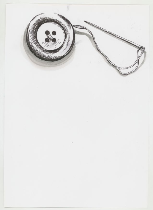 Illustration: needle and thread with button